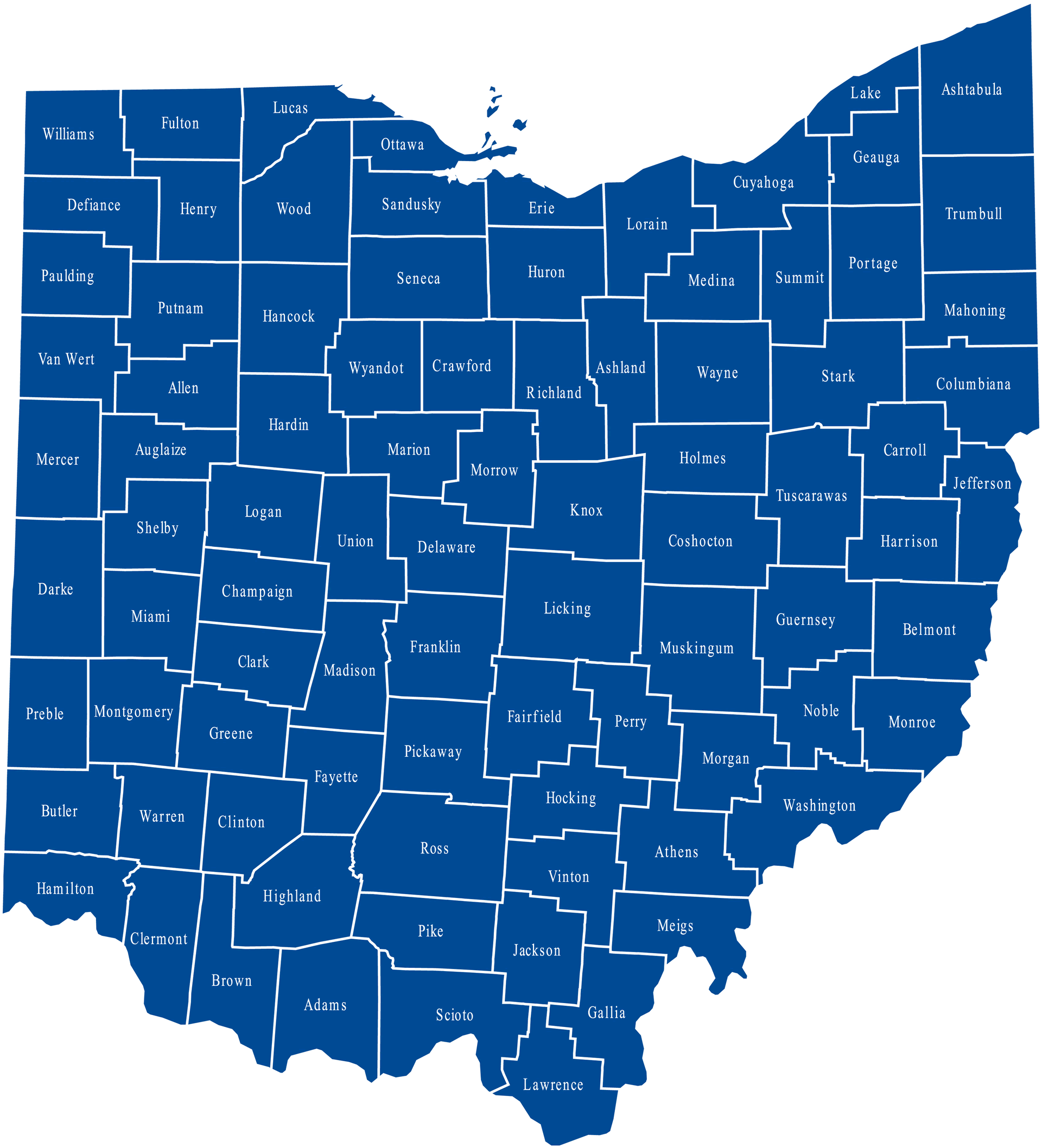 Ohio Counties Map United States